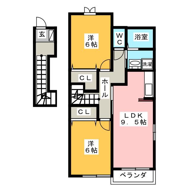 グレイスB(2LDK/2階)の間取り写真