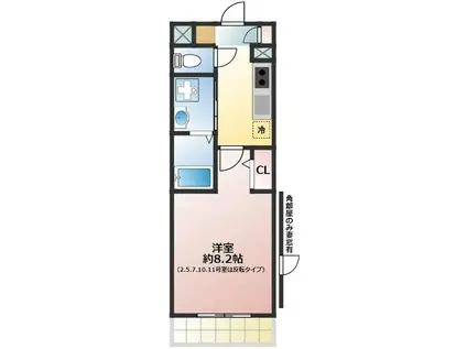 ルシェロ(1K/3階)の間取り写真