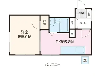 向島グリーンパレス(1DK/8階)の間取り写真