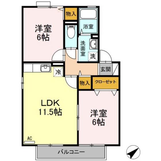 エトワール(2LDK/2階)の間取り写真