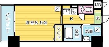 アンシャール(1K/3階)の間取り写真