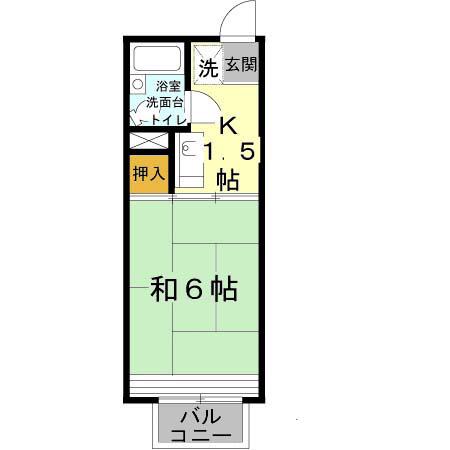 COMFORT 恵(1K/2階)の間取り写真