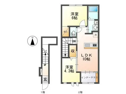 エヴァ・グレース(2LDK/2階)の間取り写真