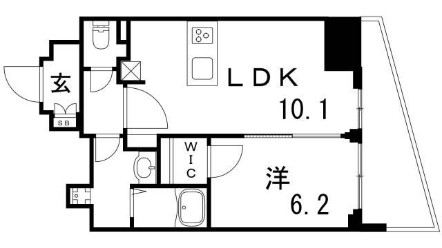 プレサンス THE神戸(1LDK/8階)の間取り写真