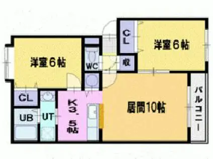 レオーネ新琴似(2LDK/1階)の間取り写真