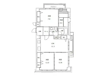 フュゲハウス(3LDK/2階)の間取り写真