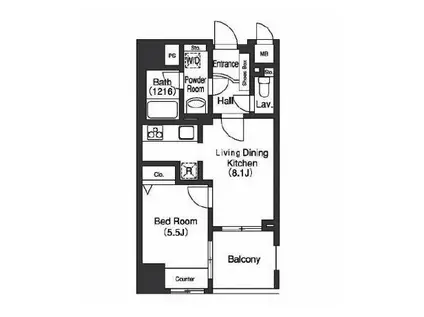 プライムアーバン中目黒II(1LDK/3階)の間取り写真