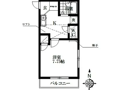 ピュア・コートII(1K/2階)の間取り写真