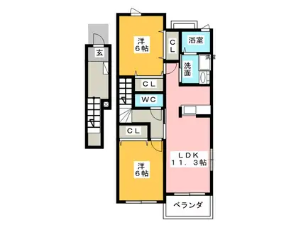 エスポワール イースト(2LDK/2階)の間取り写真