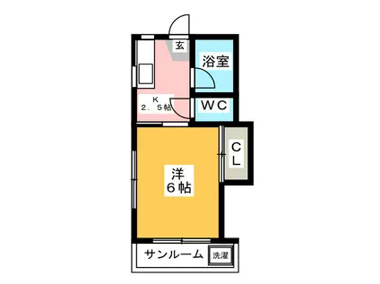 ウエハウス(1K/1階)の間取り写真