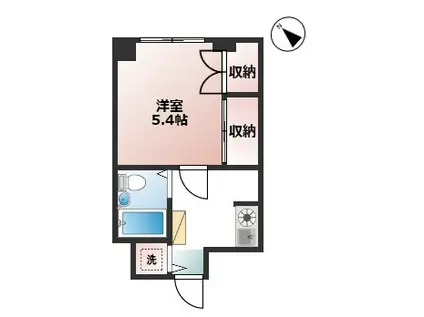 HMフラット(1K/1階)の間取り写真