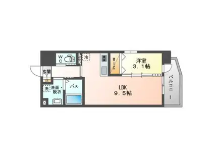 LUXE門真II(1LDK/9階)の間取り写真