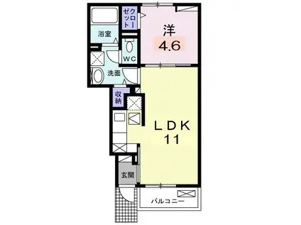 ラポールVI(1LDK/1階)の間取り写真