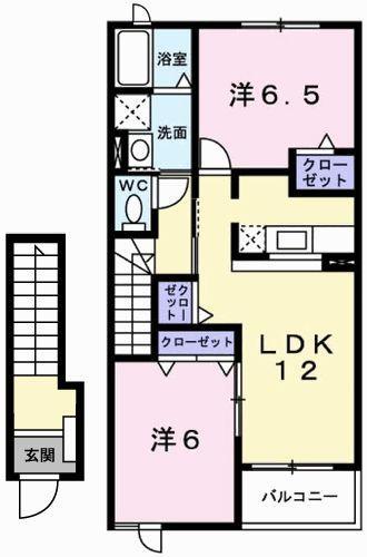 アメニティII(2LDK/2階)の間取り写真