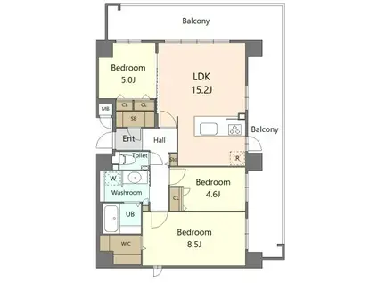 S-RESIDENCE百道AUREATE(3LDK/6階)の間取り写真
