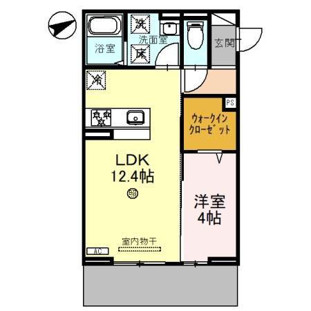 DーPLACE城西(1LDK/1階)の間取り写真