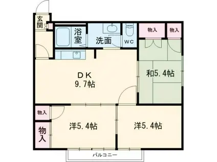 フレグランス馬見塚 1番館(3DK/2階)の間取り写真