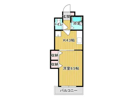 ウェルス武久I(1K/6階)の間取り写真