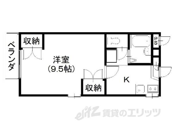キャスト 2号棟(1K/1階)の間取り写真