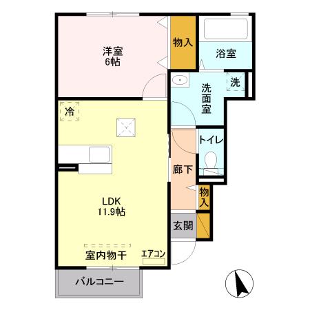 ソウル・クエスト C(1LDK/1階)の間取り写真