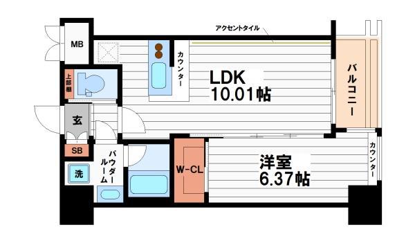 VINOプレジオ本町(1LDK/3階)の間取り写真