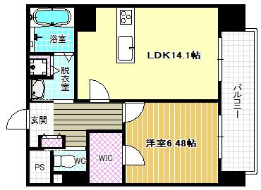 ヴェヌスタ藤井寺(1LDK/7階)の間取り写真
