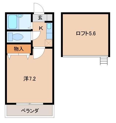 ソレアード喜代(1K/2階)の間取り写真