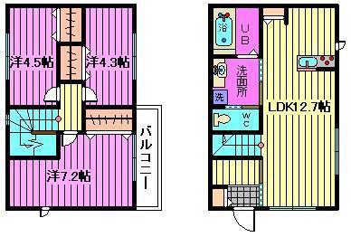 JR武蔵野線 東浦和駅 徒歩14分 2階建 築1年(3LDK/1階)の間取り写真