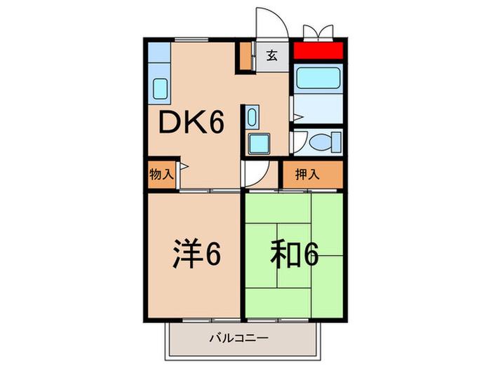 エクセルハイム(2DK/2階)の間取り写真