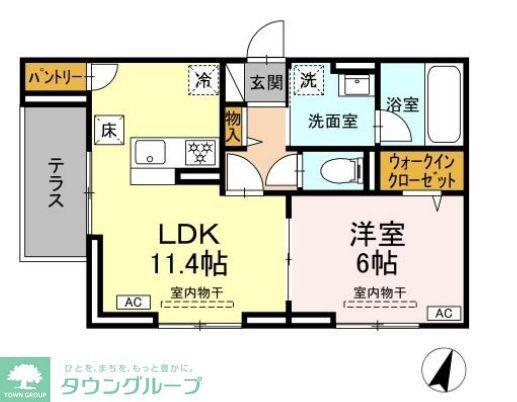D PAINA ODORIBA(1LDK/1階)の間取り写真