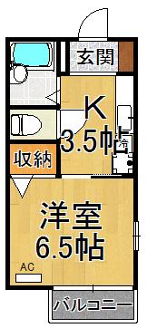 STEP夙川(1K/1階)の間取り写真