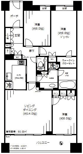 クリオレミントンハウス阿佐ヶ谷(3LDK/2階)の間取り写真