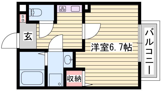 セルベイユIII(1K/2階)の間取り写真