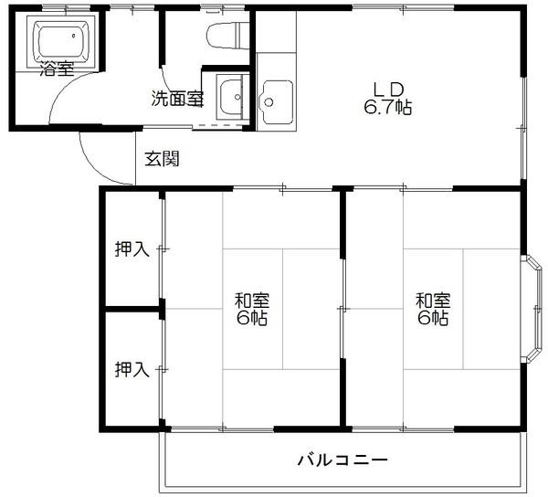 メゾン宿ノ川A(2DK/2階)の間取り写真