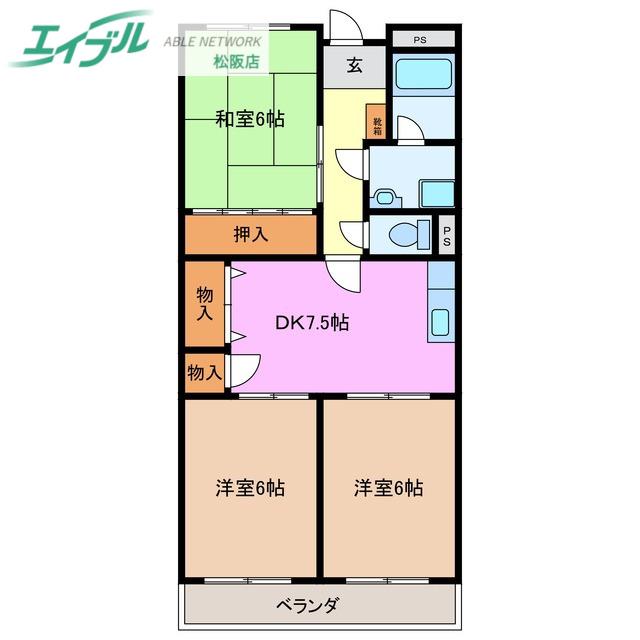 佐久間ハイツ(3DK/3階)の間取り写真