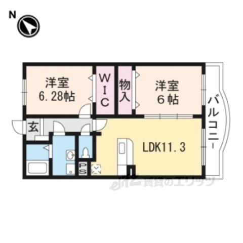 ピニーズコート(2LDK/1階)の間取り写真