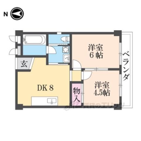 清水谷コーポ(2DK/2階)の間取り写真