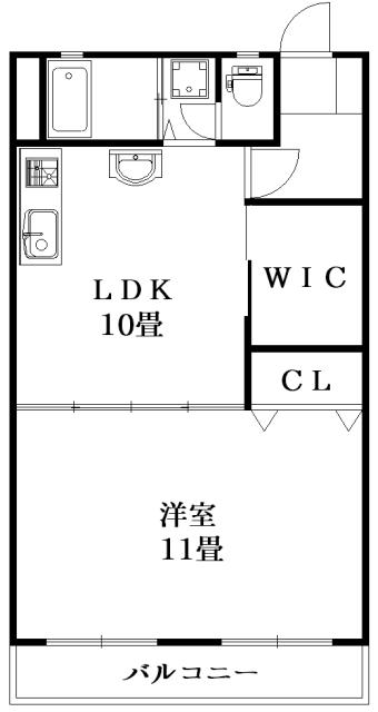 コーポ林第二ビル(1LDK/6階)の間取り写真