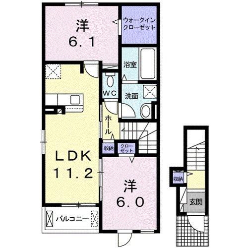 佐久平ガーデンヒルズ A(2LDK/2階)の間取り写真