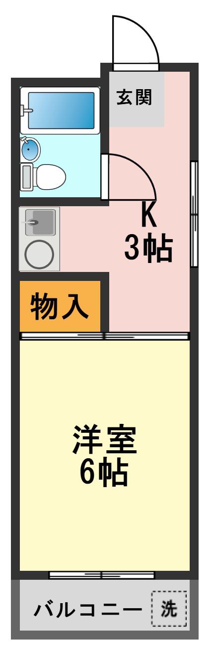 エメラルドマンション(1K/2階)の間取り写真