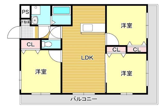 アベニールKAI(3LDK/5階)の間取り写真