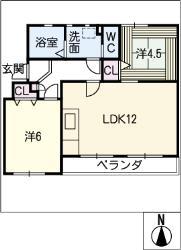 なるみグリーンコーポ(2LDK/3階)の間取り写真