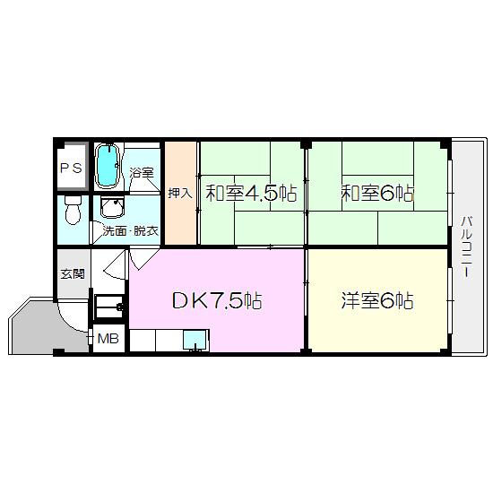 福元マンション(3DK/1階)の間取り写真