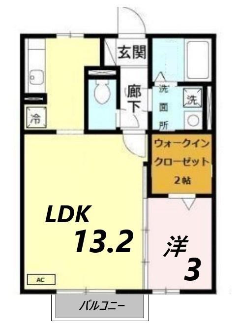 エクセル英賀保八十八 A棟(1LDK/2階)の間取り写真