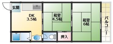 清月マンション(2DK/2階)の間取り写真