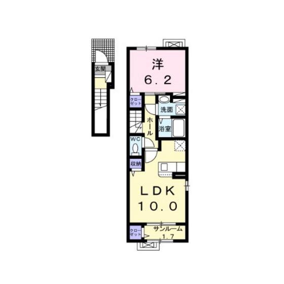 コーポ シャイン(1LDK/2階)の間取り写真