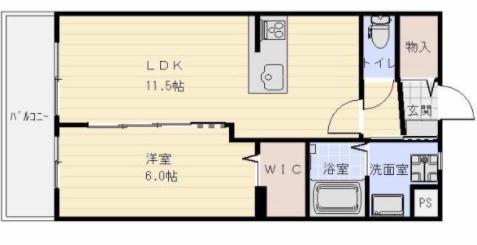 プレージョ元魚(1LDK/3階)の間取り写真
