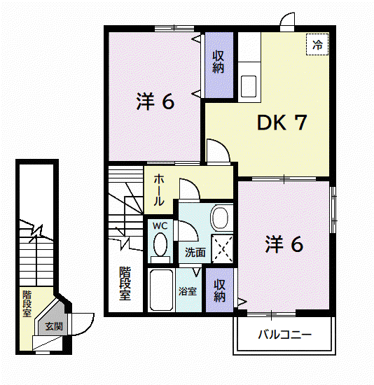 フォレストII(2DK/2階)の間取り写真