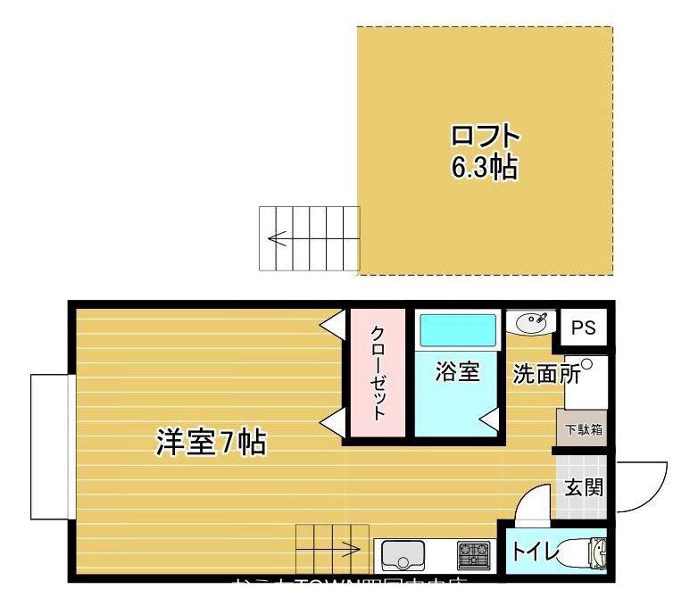アトリエ(1DK/1階)の間取り写真