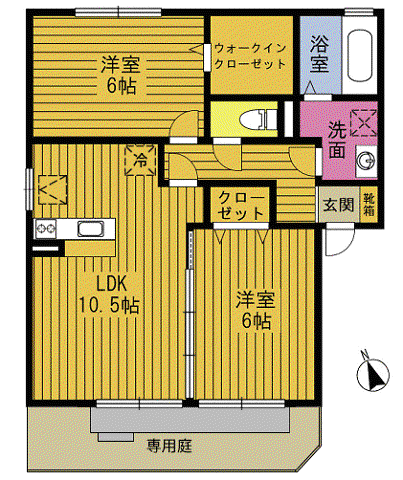 グリーンハイツ二目川(2LDK/1階)の間取り写真